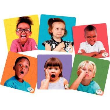 Lot de 6 puzzles en plastique souple, 25 pièces, les émotions - Ma Rentrée Facile
