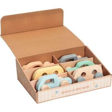 Lot de 6 voiturettes en bois pastel - Ma Rentrée Facile