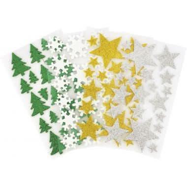 Lot de 80 décorations pailletées adhésives thème Noël - Ma Rentrée Facile