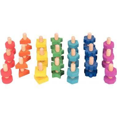 Lot de 42 vis et écrous en bois Arc-en-ciel - Ma Rentrée Facile