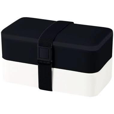 Lunchbox noir/blanc avec 2 compartiments + couverts - Ma Rentrée Facile