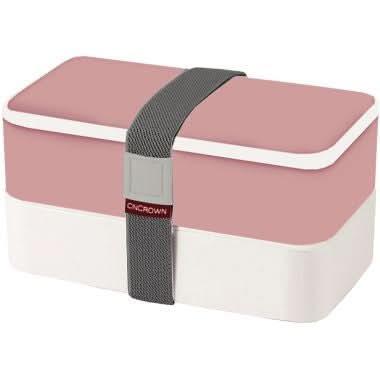 Lunchbox rose/blanc avec 2 compartiments + couverts - Ma Rentrée Facile