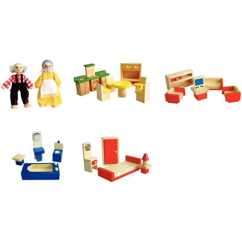 Maison de poupées en bois, accessoires et personnages - Ma Rentrée Facile