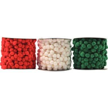 Pack de 3 bobines pompons 3 mètres assortis - Ma Rentrée Facile