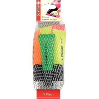 Pack de 5 surligneurs Stabilo Néon assortis - Ma Rentrée Facile