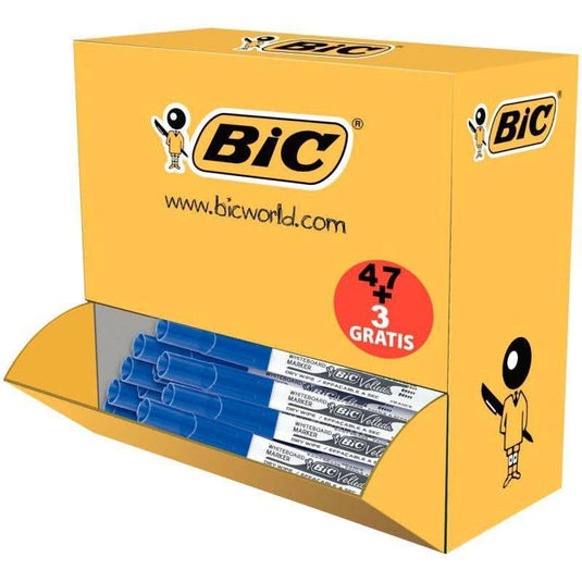 Pack de 50 marqueurs effaçables à sec Velleda 1741 pointe moyenne ogive 1,5 mm bleu dont 3 gratuits - Ma Rentrée Facile