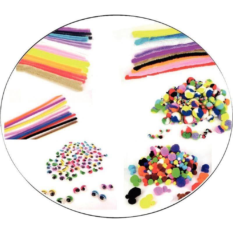 Pack économique chenilles, pompons et yeux mobiles coloris assortis - Ma Rentrée Facile