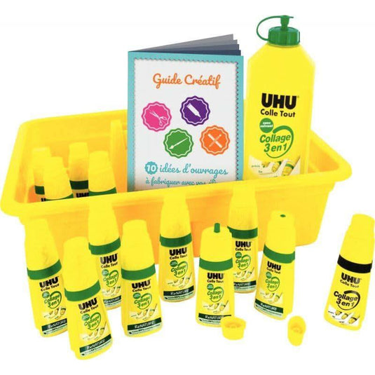 Pack scolaire de 12 flacons de colle 3 en 1 UHU Renature + recharge - Ma Rentrée Facile