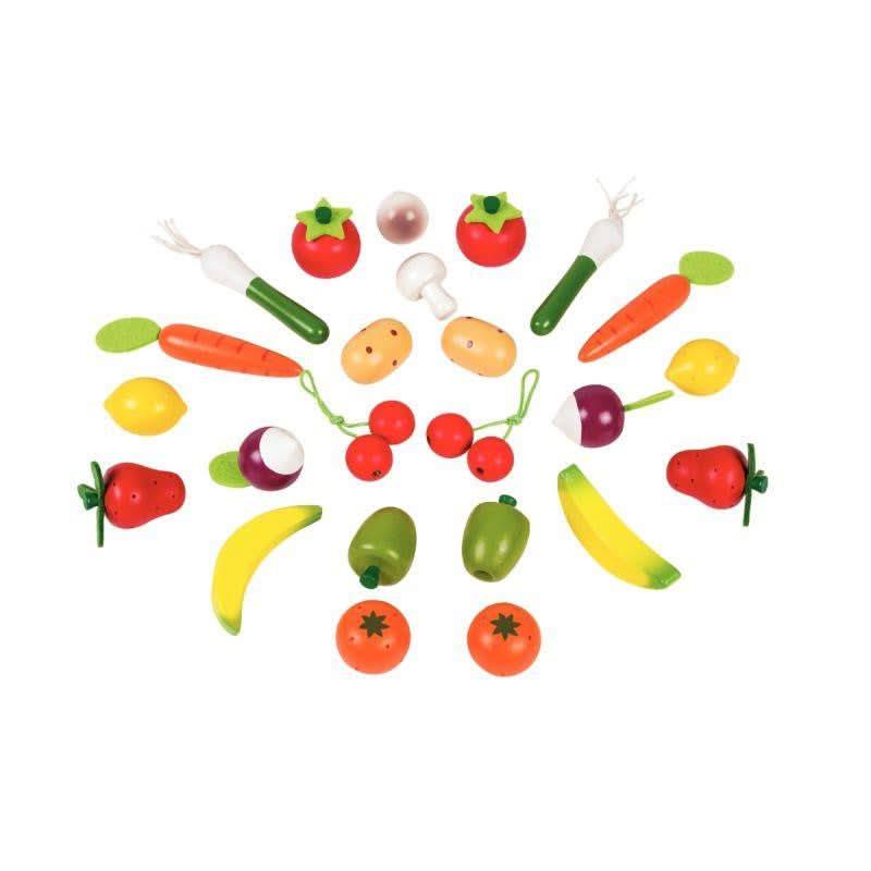 Panier de 24 fruits et légumes en bois - Ma Rentrée Facile