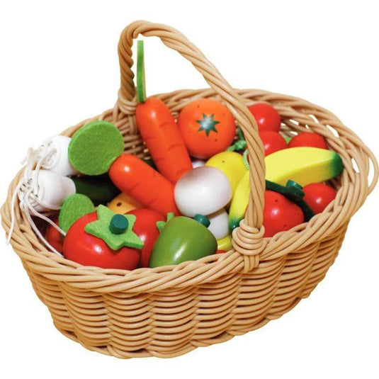 Panier de 24 fruits et légumes en bois - Ma Rentrée Facile