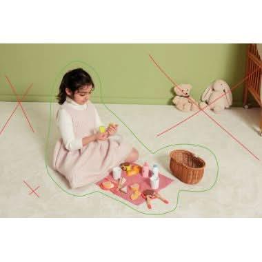 Panier pique-nique en osier avec 30 pièces en bois - Ma Rentrée Facile