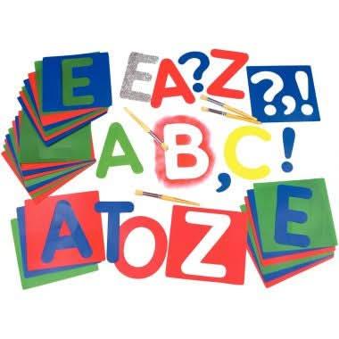 Paquet 26 pochoirs plastiques alphabétique 20 x 16 cm - Ma Rentrée Facile