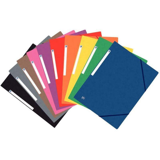 Paquet de 10 chemises cartonnées 3 rabats à élastiques OXFORD coloris assortis - Ma Rentrée Facile