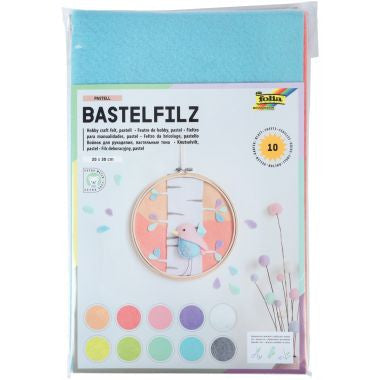 Paquet de 10 coupons feutrine pastel 20 x 30 cm