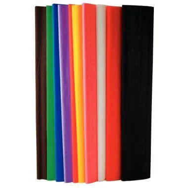Paquet de 10 feuilles de crépon supérieur format 250 x 50 cm couleurs assorties - Ma Rentrée Facile