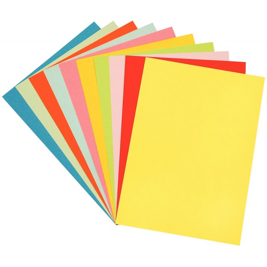 Paquet de 100 feuilles de papier couleur 160g, 24x32 cm, 10 couleurs assorties