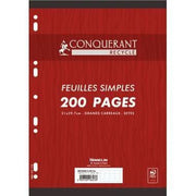 100 feuillets mobiles (200 pages), format 21x29,7cm, seyès 90g recyclé blanc, Conquérant - Ma Rentrée Facile