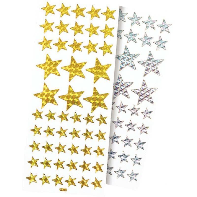 Paquet de 102 gommettes étoiles holographiques or et argent - Ma Rentrée Facile