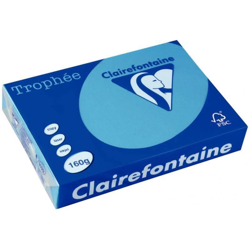 Paquet de 250 feuilles de papier 160g de format A3 bleu turquoise TROPHEE CLAIREFONTAINE - Ma Rentrée Facile