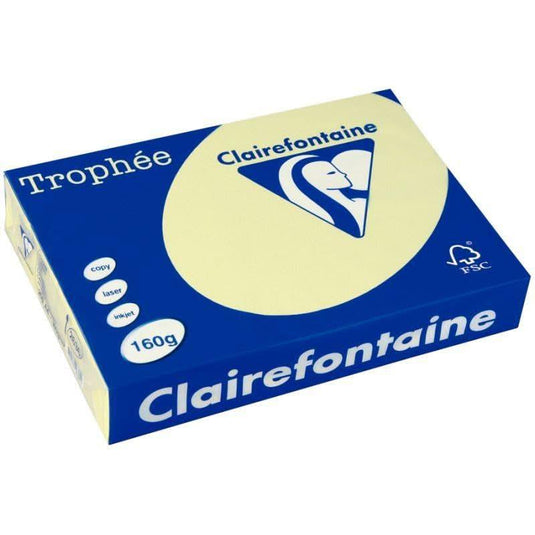 Paquet de 250 feuilles de papier 160g de format A3 canari TROPHEE CLAIREFONTAINE - Ma Rentrée Facile