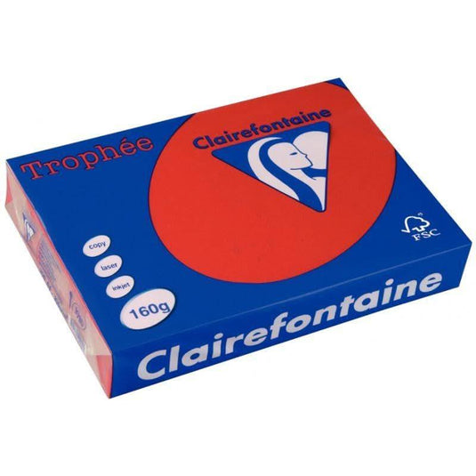 Paquet de 250 feuilles de papier 160g de format A3 rouge groseille TROPHEE CLAIREFONTAINE - Ma Rentrée Facile