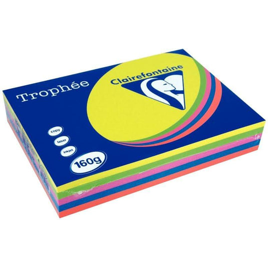 Paquet de 250 feuilles de papier 160g de format A4 assortis intense TROPHEE CLAIREFONTAINE - Ma Rentrée Facile