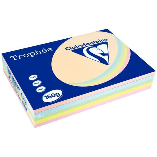 Paquet de 250 feuilles de papier 160g de format A4 assortis pastel TROPHEE CLAIREFONTAINE - Ma Rentrée Facile