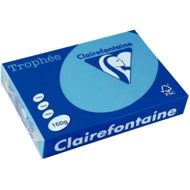 Paquet de 250 feuilles de papier 160g de format A4 bleu turquoise TROPHEE CLAIREFONTAINE - Ma Rentrée Facile