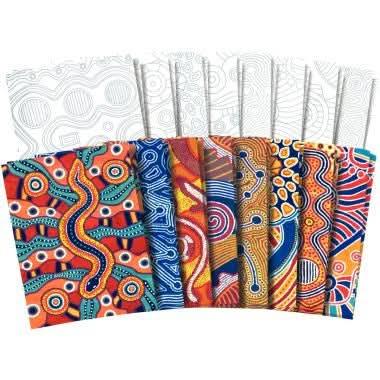 Paquet de 32 feuilles papier motifs aborigènes assortis, 21,5x28cm - Ma Rentrée Facile