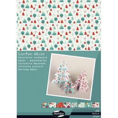 Paquet de 40 feuilles carton décoration, 25x35cm, assorties thème Noël - Ma Rentrée Facile