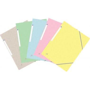 Paquet de 5 chemises cartonnées 3 rabats à élastiques OXFORD coloris pastel assortis - Ma Rentrée Facile