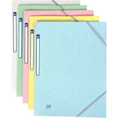 Paquet de 5 chemises cartonnées 3 rabats à élastiques OXFORD coloris pastel assortis - Ma Rentrée Facile