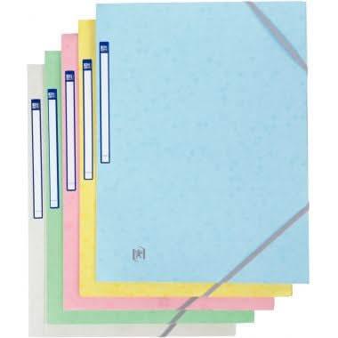 Paquet de 5 chemises cartonnées 3 rabats à élastiques OXFORD coloris pastel assortis - Ma Rentrée Facile