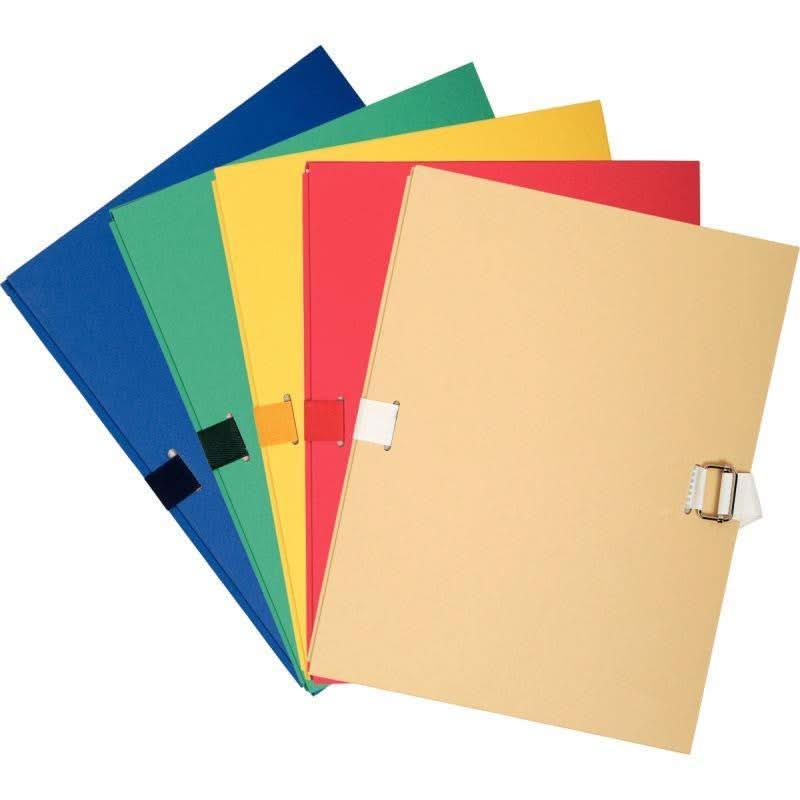 Paquet de 5 chemises extensible à sangle carton recouvert de papier toilé, coloris aléatoires - Ma Rentrée Facile