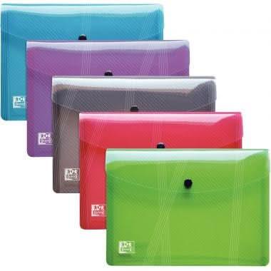 Lot de 5 enveloppes en polypropylène pour format A5 couleurs assorties, Oxford - Ma Rentrée Facile