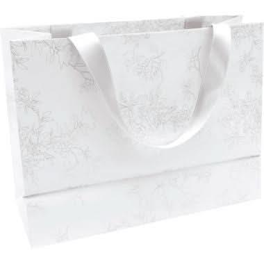 Paquet de 5 sacs cadeaux 32x13x24.5cm blancs motif fleurs - Ma Rentrée Facile
