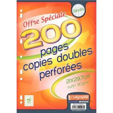 50 copies doubles, format 21x29,7,cm 90g, seyès, blanc - Ma Rentrée Facile