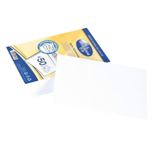 Paquet de 50 enveloppes visite, 90x140, 110g, bande siliconée - Ma Rentrée Facile