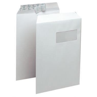 Paquet de 50 pochettes vélin blanc 229x324 90g fenêtre 50x110 bande de protection - Ma Rentrée Facile