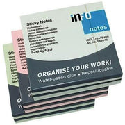 Lot 6 blocs de 100 feuilles de notes repositionnables 75x75mm couleurs pastels assorties - Ma Rentrée Facile