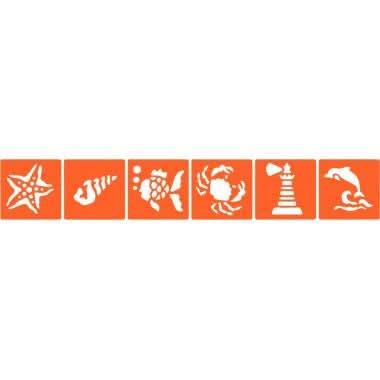 Paquet de 6 pochoirs en plastique thème la mer - Ma Rentrée Facile