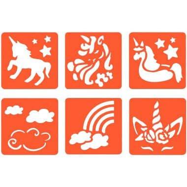 Paquet de 6 pochoirs en plastique thème Licorne - Ma Rentrée Facile