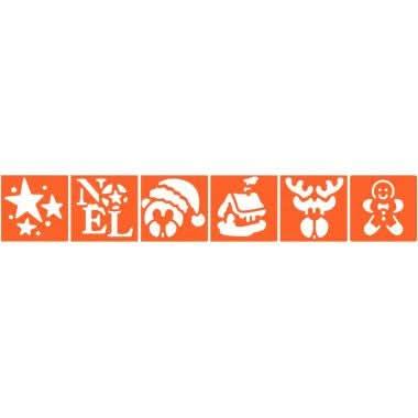 Paquet de 6 pochoirs en plastique thème Noël version 3 - Ma Rentrée Facile