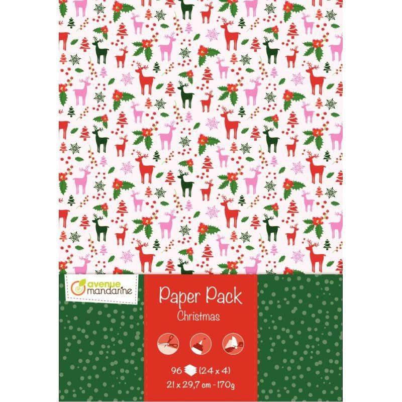 Paquet de 96 feuilles de papier motifs Noël,21x29,7cm, 170g - Ma Rentrée Facile