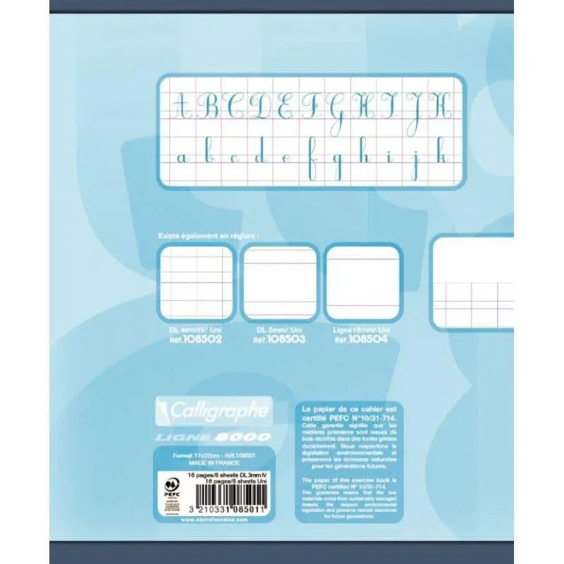 Cahier 17x22, 32 pages, double ligne 3 mm interligne et verticale / uni, 90 g - Ma Rentrée Facile