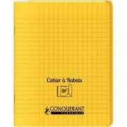 Cahier 17x22, 48 pages,seyès, couverture polypro avec 2 rabats jaune, Conquérant - Ma Rentrée Facile