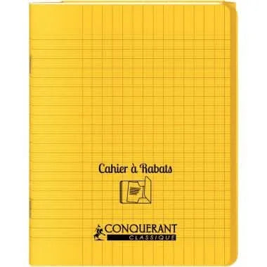 Cahier 17x22, 48 pages,seyès, couverture polypro avec 2 rabats jaune, Conquérant - Ma Rentrée Facile