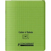Cahier 17x22, 48 pages,seyès, couverture polypro avec 2 rabats vert, Conquérant - Ma Rentrée Facile