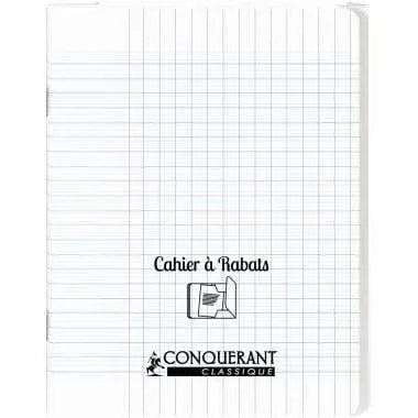 Cahier 17x22, 48 pages,seyès, couverture polypro avec 2 rabats incolore, Conquérant - Ma Rentrée Facile