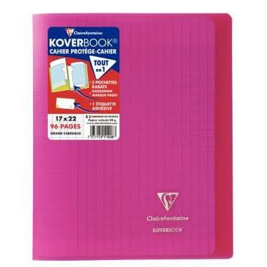 Cahier KOVERBOOK 17x22, 96 pages, seyès 90g, polypro rose - Ma Rentrée Facile